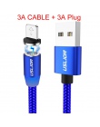 USLION 1 M LED kabel magnetyczny i Micro USB kabel i kabel USB typu C plecionka z nylonu typu C kabel magnetyczny do ładowania d