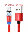 USLION 1 M LED kabel magnetyczny i Micro USB kabel i kabel USB typu C plecionka z nylonu typu C kabel magnetyczny do ładowania d