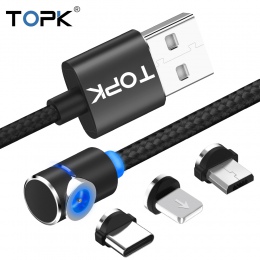 TOPK L-Line1 w kształcie litery L 90 stopni magnetyczny kabel USB, magnes kabel USB typu C & Micro kabel USB i kabel USB dla iPh