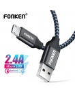 FONKEN kabel Micro USB 2.4A Mini szybka ładowarka USB kabel do telefonu 2128AWG 1 m 2 m 3 m szybkie ładowanie plecionka przewód 