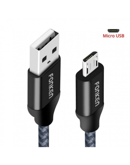 FONKEN kabel Micro USB 2.4A Mini szybka ładowarka USB kabel do telefonu 2128AWG 1 m 2 m 3 m szybkie ładowanie plecionka przewód 