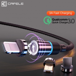 Cafele najnowszy LED QC3.0 magnetyczny kabel USB dla iPhone kabel Micro USB typ C pleciony kabel ładowarka do Samsunga Xiaomi Hu