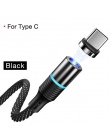 Cafele najnowszy LED QC3.0 magnetyczny kabel USB dla iPhone kabel Micro USB typ C pleciony kabel ładowarka do Samsunga Xiaomi Hu