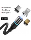 Cafele najnowszy LED QC3.0 magnetyczny kabel USB dla iPhone kabel Micro USB typ C pleciony kabel ładowarka do Samsunga Xiaomi Hu