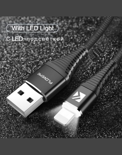 FLOVEME LED dla kabla Lightning na USB dla iPhone X XS Max szybka ładowarka USB do ładowania kabel do transmisji danych dla iPad