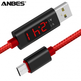 ANBES USB typu C Micro USB kabel do Xiaomi Huawei Samsung szybkie ładowanie kabel USB C z LED cyfrowy wyświetlacz uchwyt na tele