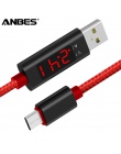 ANBES USB typu C Micro USB kabel do Xiaomi Huawei Samsung szybkie ładowanie kabel USB C z LED cyfrowy wyświetlacz uchwyt na tele