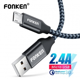 FONKEN kabel Micro USB szybka ładowarka Mini USB kabel do telefonu 2128AWG QC3.0 2.4A do ładowania danych przewód powerbank do t