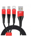 Podwójny kolor czarny + czerwony 3 w 1 kabel USB do telefonu Iphone kabel Micro USB typu C 2.4A drutu dla iPhone X Xiaomi Samsun