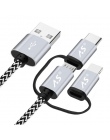 A.S 3in1 telefon komórkowy USB kabel do transmisji danych dla iPhone kabel Micro USB typu C ładowarka kabel do Xiaomi Huawei Sam