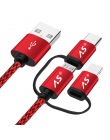 A.S 3in1 telefon komórkowy USB kabel do transmisji danych dla iPhone kabel Micro USB typu C ładowarka kabel do Xiaomi Huawei Sam