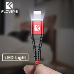 FLOVEME 1 M 2A oświetlenie kabel dla iPhone XR X XS Max 7 8 kabel ładowarki oświetlenie LED Hi- wytrzymałość na rozciąganie tran