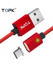 TOPK 2.4A magnetyczny micro USB kabel ulepszony Nylon pleciony wskaźnik LED szybkie ładowanie kabel magnetyczny do ładowania dla