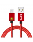 TOPK 2.4A magnetyczny micro USB kabel ulepszony Nylon pleciony wskaźnik LED szybkie ładowanie kabel magnetyczny do ładowania dla