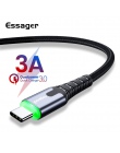 Essager 3A USB typu C kabel LED do Samsung S9 S8 jeden plus 6 t Xiaomi Huawei szybki kabel do ładowania USB typu C c ładowarka p