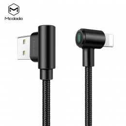 Przewód USB z wtyczką kątową 90° dla iphone Mcdodo szybkie ładowanie danych synchronizacji LED dla iphone X 8 7 6 5 6 s Plus kab