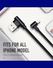 Przewód USB z wtyczką kątową 90° dla iphone Mcdodo szybkie ładowanie danych synchronizacji LED dla iphone X 8 7 6 5 6 s Plus kab