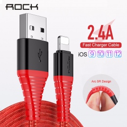 ROCK o wysokiej wytrzymałości kabel USB 2.4A dla Apple iPhone X 8 7 6 Plus warkocz do ładowania danych szybka ładowarka 120 CM 2