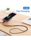 TOPK Micro USB kabel Nylon pleciony drut metalowa wtyczka synchronizacji danych do ładowania danych Micro USB kabel ładowania do