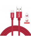 TOPK Micro USB kabel Nylon pleciony drut metalowa wtyczka synchronizacji danych do ładowania danych Micro USB kabel ładowania do