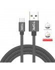 TOPK Micro USB kabel Nylon pleciony drut metalowa wtyczka synchronizacji danych do ładowania danych Micro USB kabel ładowania do