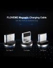 FLOVEME 1 M/2 M LED kabel magnetyczny, kabel Micro USB typ C magnes ładowarka 2A pleciony kabel do telefonu dla iPhone Xr Xs X S