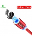 FLOVEME 1 M/2 M LED kabel magnetyczny, kabel Micro USB typ C magnes ładowarka 2A pleciony kabel do telefonu dla iPhone Xr Xs X S