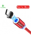 FLOVEME 1 M/2 M LED kabel magnetyczny, kabel Micro USB typ C magnes ładowarka 2A pleciony kabel do telefonu dla iPhone Xr Xs X S