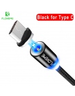 FLOVEME 1 M/2 M LED kabel magnetyczny, kabel Micro USB typ C magnes ładowarka 2A pleciony kabel do telefonu dla iPhone Xr Xs X S