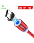 FLOVEME 1 M/2 M LED kabel magnetyczny, kabel Micro USB typ C magnes ładowarka 2A pleciony kabel do telefonu dla iPhone Xr Xs X S