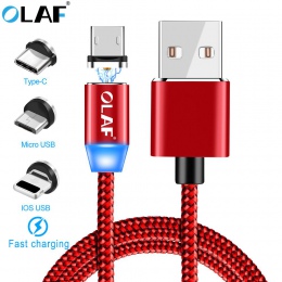 OLAF LED USB kabel magnetyczny dla iPhone X Xr Xs Max kabel Micro USB typu c szybka magnetyczny kabel usb kabel ładowania do Sam