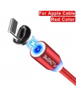 FLOVEME kabel magnetyczny dla iPhone ładowania oświetlenia pleciony kabel nylonowy magnetyczna ładowarka Micro USB typu C kabel 