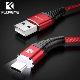 FLOVEME USB typu C kabel do Samsung światło LED Xiaomi USB-C telefon komórkowy szybkie ładowanie danych typu C kabel do huawei