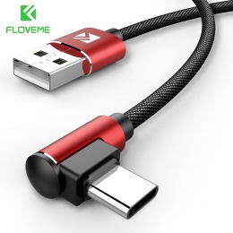 FLOVEME kabel USB typu C 90 stopni szybka ładowarka do Samsunga Galaxy S10 Xiao mi mi A2 Pocophone f1 ładowanie mobilne kable te