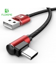 FLOVEME kabel USB typu C 90 stopni szybka ładowarka do Samsunga Galaxy S10 Xiao mi mi A2 Pocophone f1 ładowanie mobilne kable te