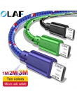 Kabel Micro USB 1 M/2 M/3 M Nylon pleciony 2.1A szybkie ładowanie danych synchronizacji ładowarka z kablem USB dla samsung Huawe