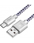 Kabel Micro USB 1 M/2 M/3 M Nylon pleciony 2.1A szybkie ładowanie danych synchronizacji ładowarka z kablem USB dla samsung Huawe