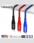 USAMS kabel USB do telefonu iPhone X XS MAX XR 8 7 6 6 S Plus 5 5S szybka ładowarka LED oświetlenie do synchronizacji danych USB