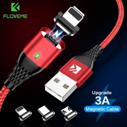 FLOVEME 3A magnetyczny kabel USB typu C kabel Micro USB do iPhone 1 M kabel szybkiego ładowania Nylon LED magnetyczny ładowarka 