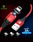 FLOVEME 3A magnetyczny kabel USB typu C kabel Micro USB do iPhone 1 M kabel szybkiego ładowania Nylon LED magnetyczny ładowarka 