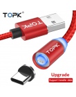 TOPK najnowszy ulepszony 18 W magnetyczny kabel USB typu C 3A szybkiego ładowania typu C szybkie ładowanie synchronizacja danych