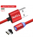 TOPK najnowszy ulepszony 18 W magnetyczny kabel USB typu C 3A szybkiego ładowania typu C szybkie ładowanie synchronizacja danych