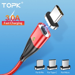 TOPK AM61 3 AMagnetic kabel USB do ładowania nylonowy splot kabel Micro USB QC3.0 kabel USB typu C do iPhone Samsung huawei Xiao