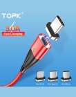 TOPK AM61 3 AMagnetic kabel USB do ładowania nylonowy splot kabel Micro USB QC3.0 kabel USB typu C do iPhone Samsung huawei Xiao