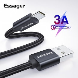 Essager 3A kabel USB typu C szybkie ładowanie dla Samsung dla S10 S9 USB-C szybkie ładowanie dla Xiaomi mi9 typu C szybkie ładow