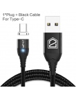 ZNP kabel magnetyczny Micro USB typu C dla iPhone oświetlenie kabel 1 M 3A kabel szybkiego ładowania typu C Samsung ładowarka ma