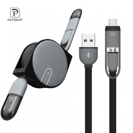 OATSBASF 2 w 1 portem typu C + kabel Micro USB z systemem Android do Samsung Xiaomi Huawei chowany ładowarka Port USB transfer d