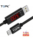 TOPK AC27 3A (Max) kabel USB typu C, QC 3.0 szybkie ładowanie napięcia i prądu pleciony z nylonu USB C kabel do synchronizacji d