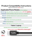 TOPK AC27 3A (Max) kabel USB typu C, QC 3.0 szybkie ładowanie napięcia i prądu pleciony z nylonu USB C kabel do synchronizacji d