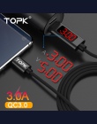 TOPK AC27 3A (Max) kabel USB typu C, QC 3.0 szybkie ładowanie napięcia i prądu pleciony z nylonu USB C kabel do synchronizacji d